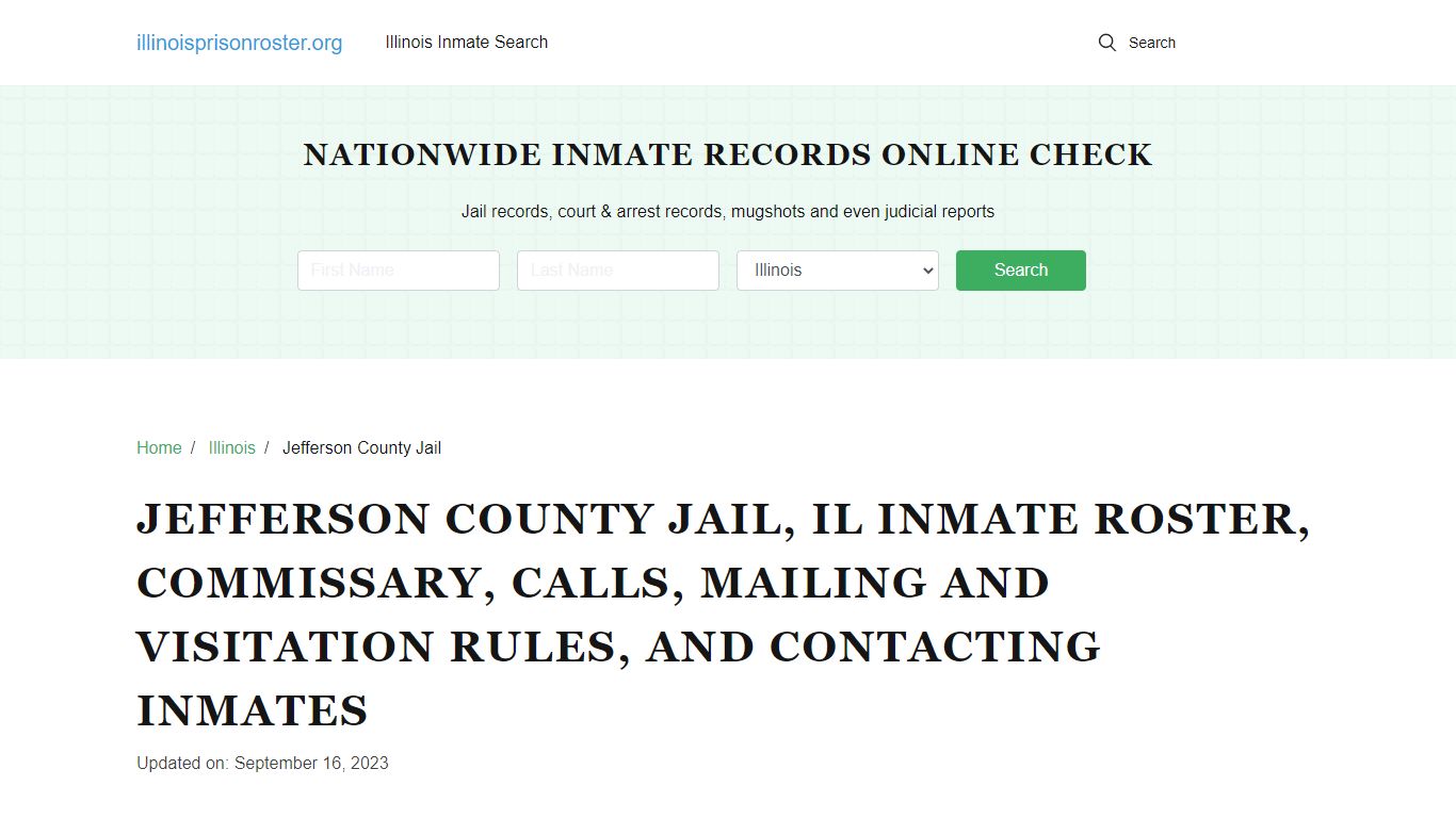 Jefferson County Jail, IL Offender Search, Calls, Contacts